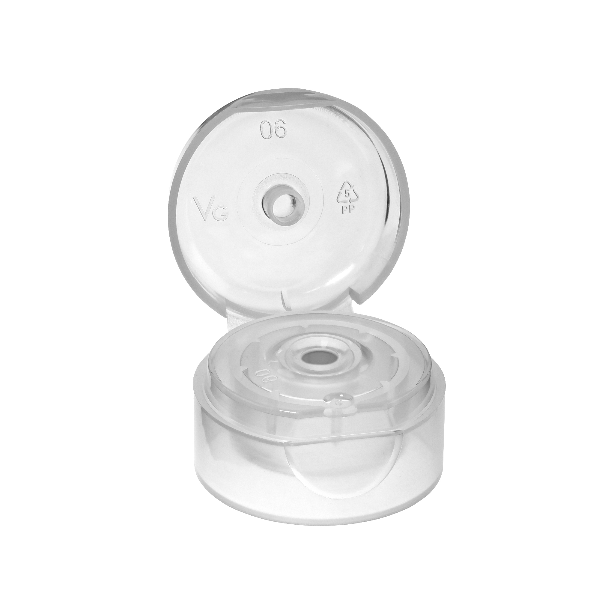 White Snap On Center Hole Flip Top Cap