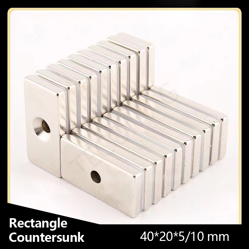 Rectangle Countersunk Ndfeb Magnet 50*20*3/5/10mm - N35-n55 Grades | Strong Magnetic Properties, Customized Sizes, Diverse Coatings, Versatile Applications