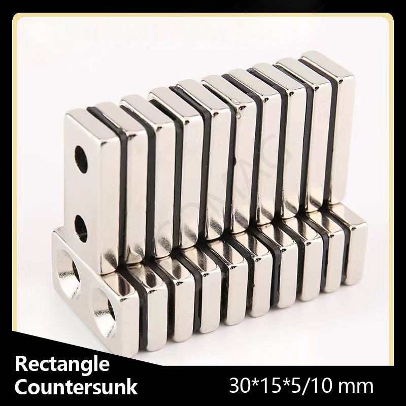 Rectangle Countersunk Ndfeb Magnet 50*20*3/5/10mm - N35-n55 Grades | Strong Magnetic Properties, Customized Sizes, Diverse Coatings, Versatile Applications
