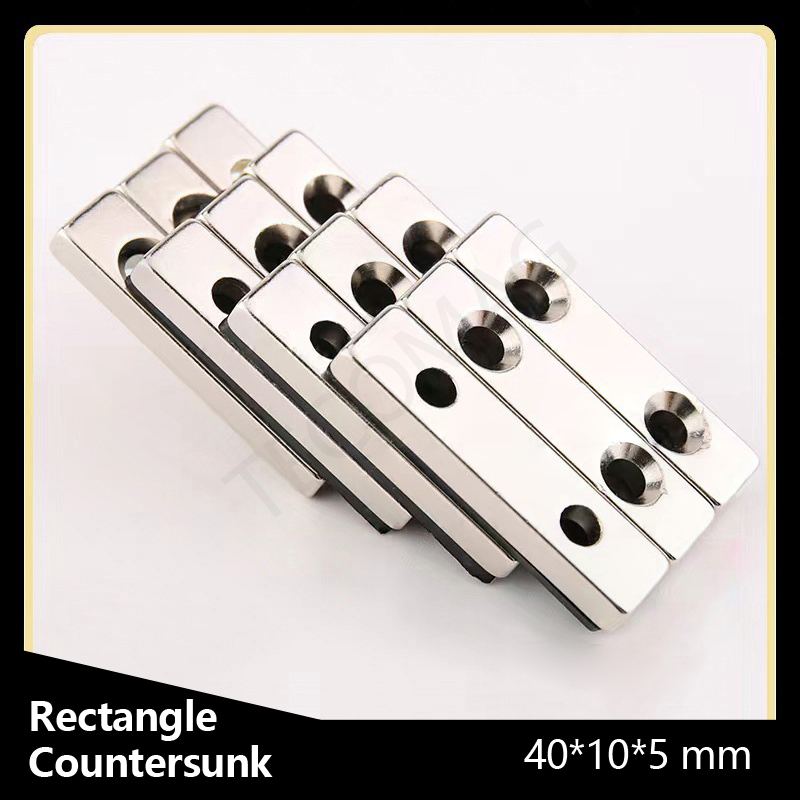 Rectangle Countersunk Ndfeb Magnet 50*20*3/5/10mm - N35-n55 Grades | Strong Magnetic Properties, Customized Sizes, Diverse Coatings, Versatile Applications