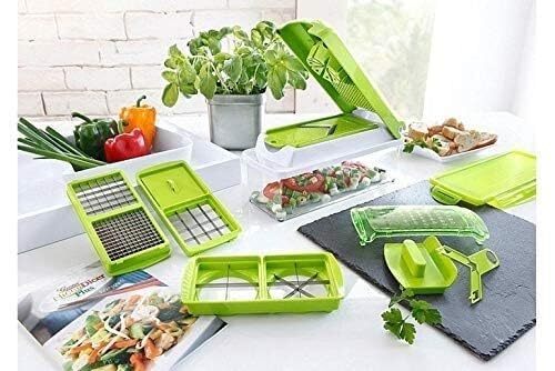 12 In 1 Vegetable Cutting Machine - Food Grade Abs & 420 Stainless Steel | Multipurpose Chopper, Detachable Storage Container, Dishwasher Safe Blades