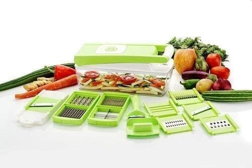 12 In 1 Vegetable Cutting Machine - Food Grade Abs & 420 Stainless Steel | Multipurpose Chopper, Detachable Storage Container, Dishwasher Safe Blades
