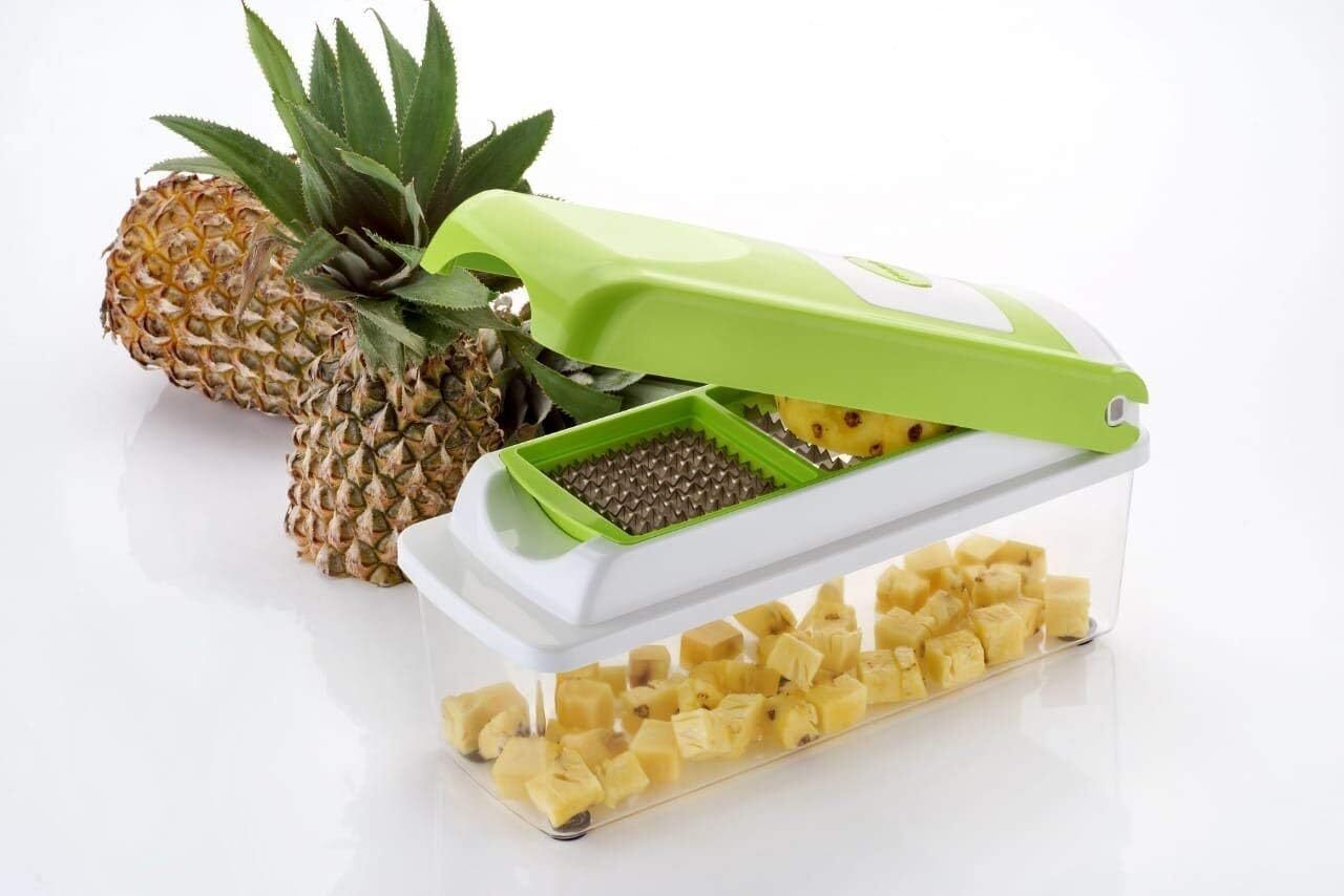 12 In 1 Vegetable Cutting Machine - Food Grade Abs & 420 Stainless Steel | Multipurpose Chopper, Detachable Storage Container, Dishwasher Safe Blades
