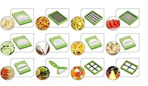 12 In 1 Vegetable Cutting Machine - Food Grade Abs & 420 Stainless Steel | Multipurpose Chopper, Detachable Storage Container, Dishwasher Safe Blades