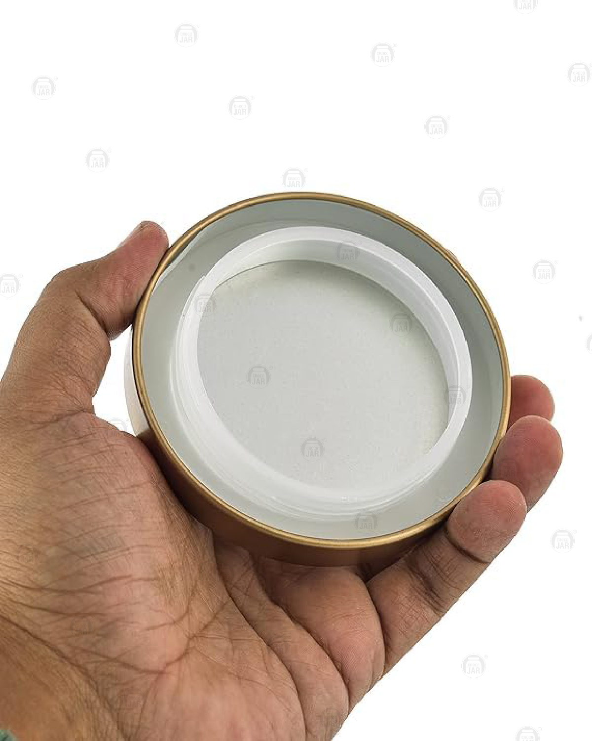 Croco Printed Design Round Shape Container - 12 Piece Set, Plastic, Steel & Glass Materials, White Color, Screw Type Caps For Kitchen Storage