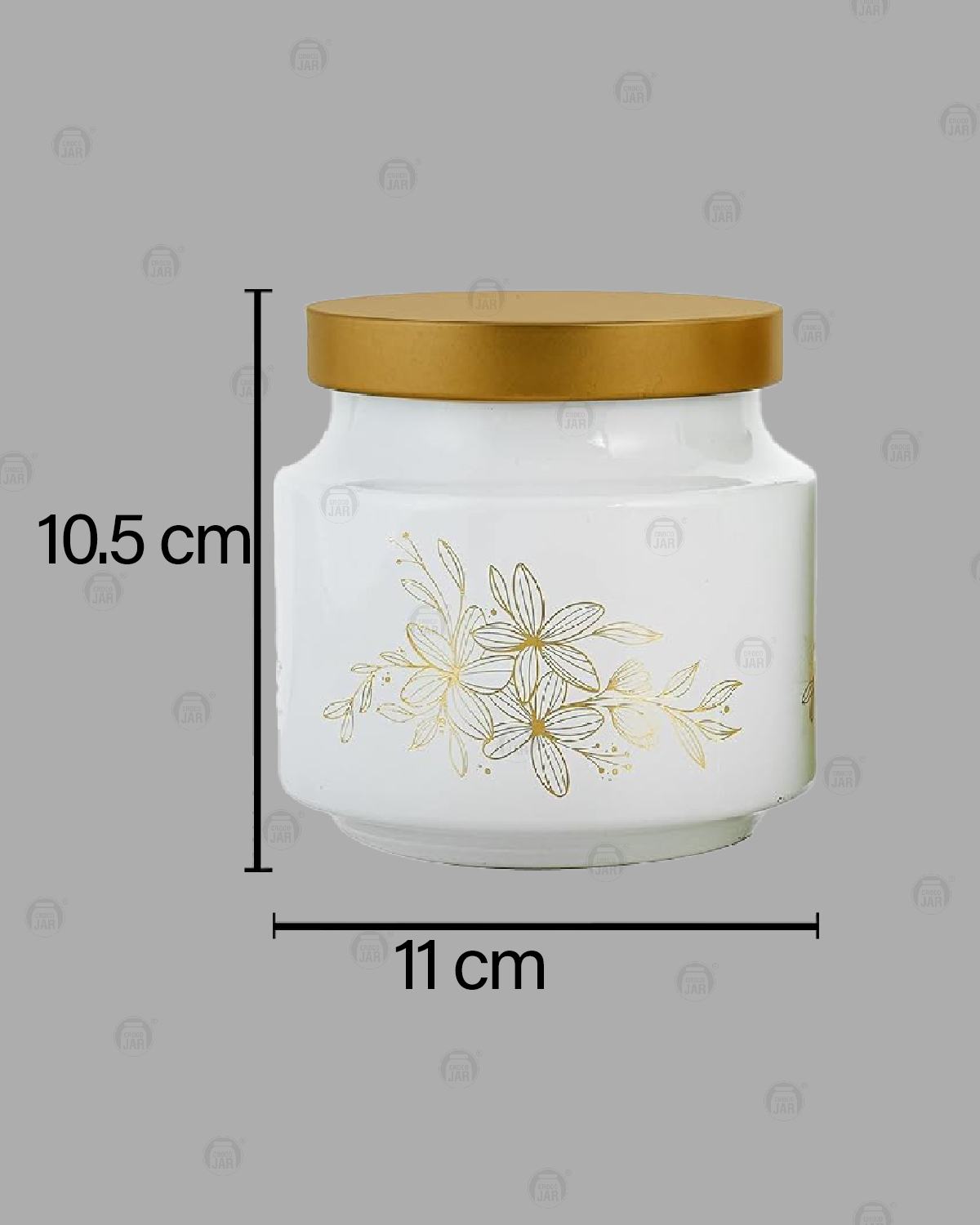 Croco Printed Design Round Shape Container - 12 Piece Set, Plastic, Steel & Glass Materials, White Color, Screw Type Caps For Kitchen Storage