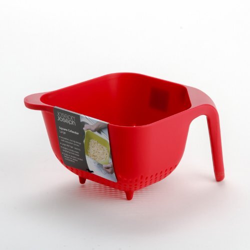 Rice Washing Bowl Square - Polypropylene, 25.4x25.4x12.7 Cm, Green | Ergonomic Design, Large Handle, Square Corners For Easy Draining