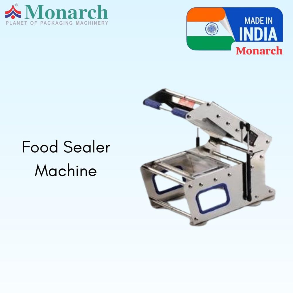 Container Tray Sealing Machine - 20 x 16 x 11 Inches , Silver Color, Semi Automatic, 200-250 Packs/Hr
