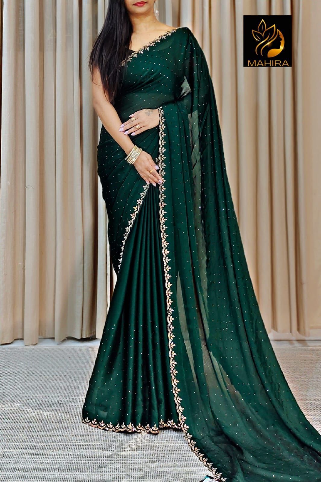 Chinnon Saree - Color: As Per Images