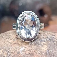 Natural Blue Calcite Stone 925 Sterling Silver Ring