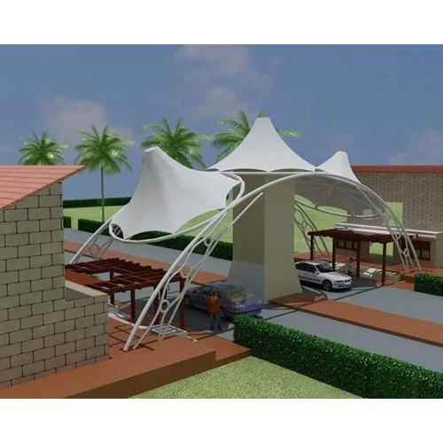 Outdoor Gazebo Tensile Structure - Color: White