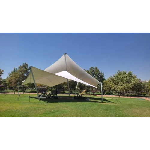 Tensile Membrane Structure - High-Quality Durable Tensile Fabric, 5.5mm Thick Wall Panel, Classic White Color | Long Lifespan, Pole-Fitted Stability, Weather Resistant