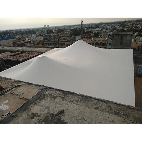 Tensile Roof Structure - PVC Panel, Pole Fitted, Long Life Span | Durable White Tensile Fabric for Hotels and Restaurants