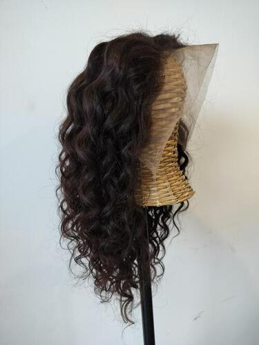 Top Quality Virgin Curly Human Hair Front Lace Wig, 20 Inch