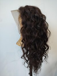 Top Quality Virgin Curly Human Hair Front Lace Wig, 20 inch