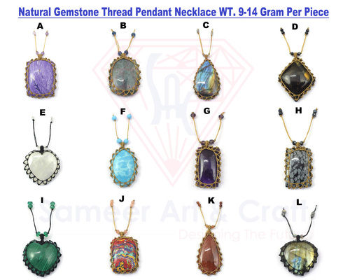 Natural Gemstone Handmade Thread Pendant Necklace