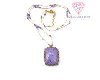 Natural Gemstone Handmade Thread Pendant Necklace