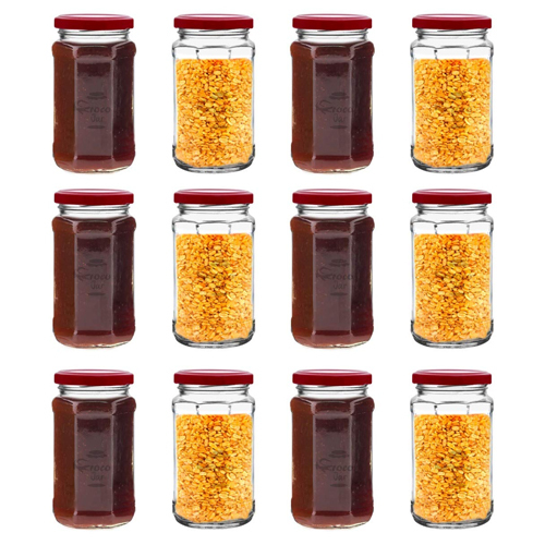 Croco Hexagon 450 Gms Glass Jars - Color: Transparent