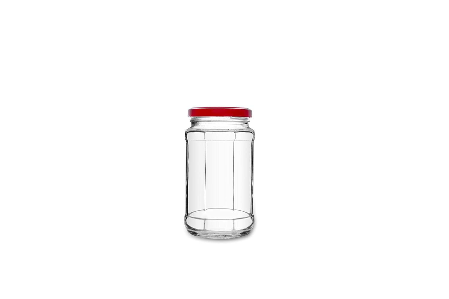 Croco Hexagon 450 Gms Glass Jars - 12 Piece Set For Dry Fruits Storage, Juice & Water | Transparent Glass With Screw Type Metal & Plastic Caps