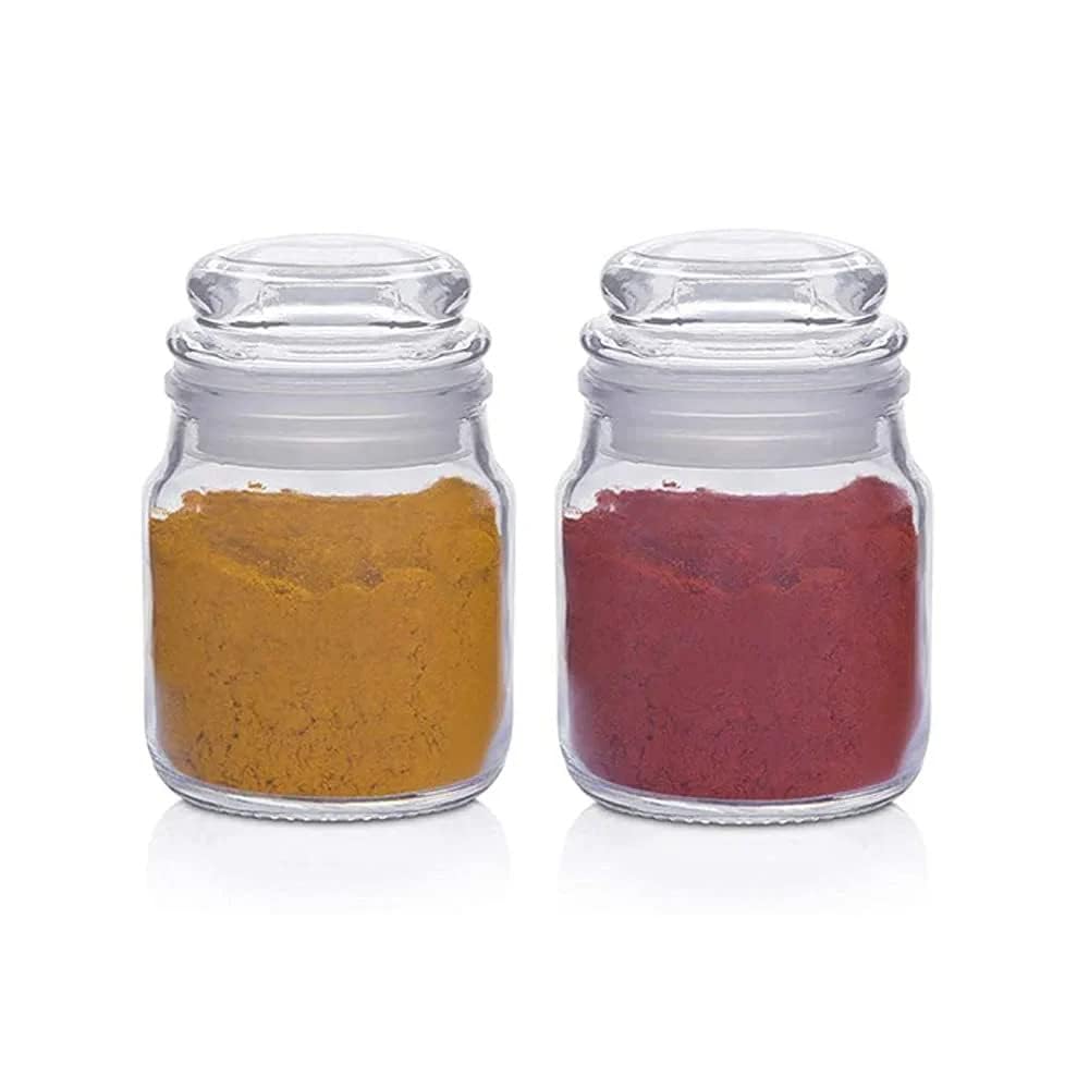 Croco Jar 145ml Spice Storage Glass Jar - 12 Piece Set For Dry Fruits, Juice & Water | Glass And Plastic Material, Screw Cap, Round Design