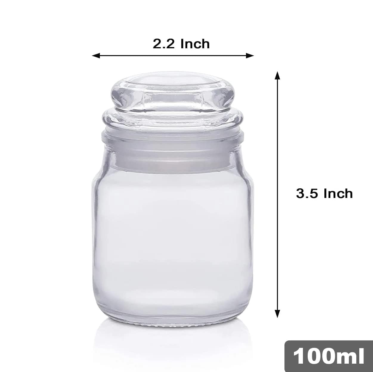 Croco Jar 145ml Spice Storage Glass Jar - 12 Piece Set For Dry Fruits, Juice & Water | Glass And Plastic Material, Screw Cap, Round Design