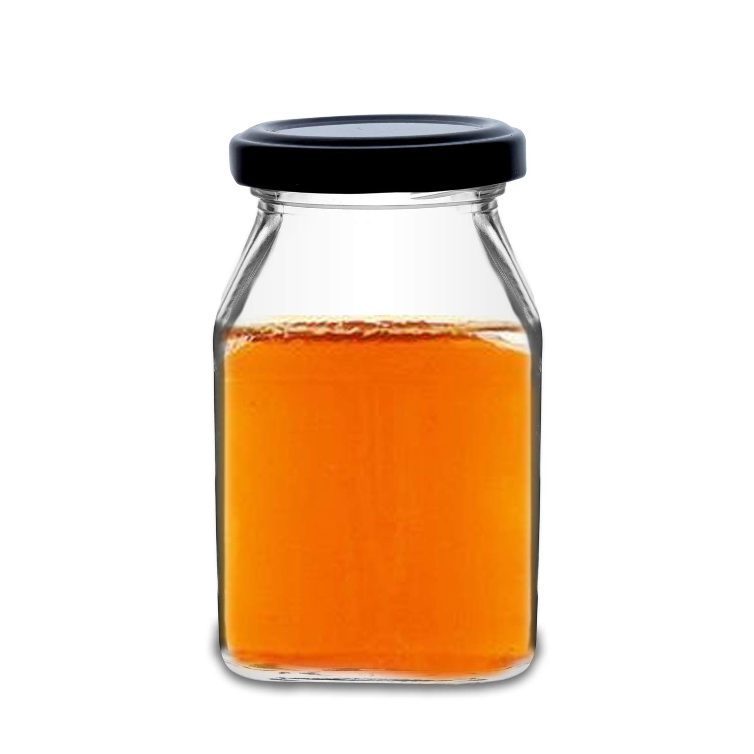 Croco 250ml Honey Glass Jar - 12 Piece Set For Dry Fruits And Food Storage, Round Shape With Screw Type Plastic, Steel, And Glass Caps - Transparent User-friendly Design