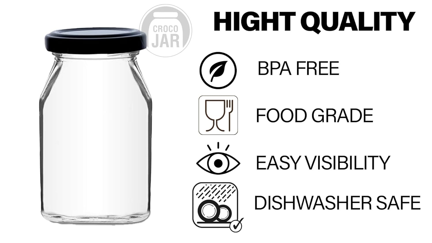 Croco 250ml Honey Glass Jar - 12 Piece Set For Dry Fruits And Food Storage, Round Shape With Screw Type Plastic, Steel, And Glass Caps - Transparent User-friendly Design