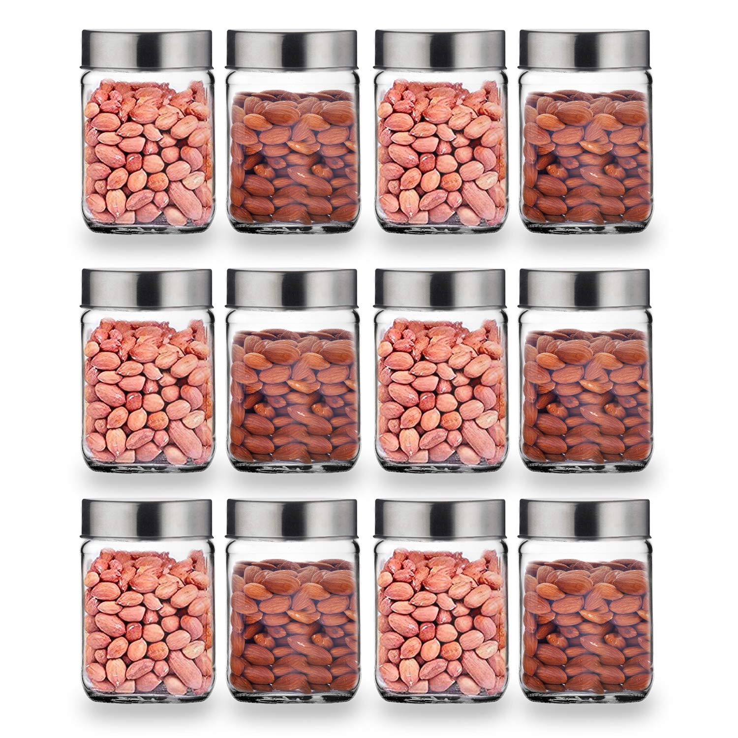 Croco Silver Steel Lid Diamond Glass Jars And Container For Kitchen Spice Dried Herbs Jars Set  1400 Ml - Color: Transparent