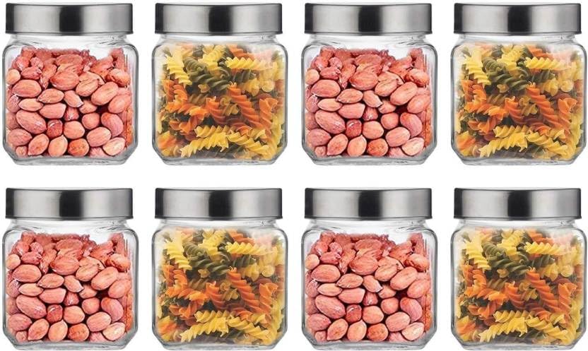Croco Jar Cubical Glass Jar 600 Ml - Glass, 600 Ml, Transparent | Ideal For Dry Fruits Storage, Food Storage, Juice, Water With Screw Cap