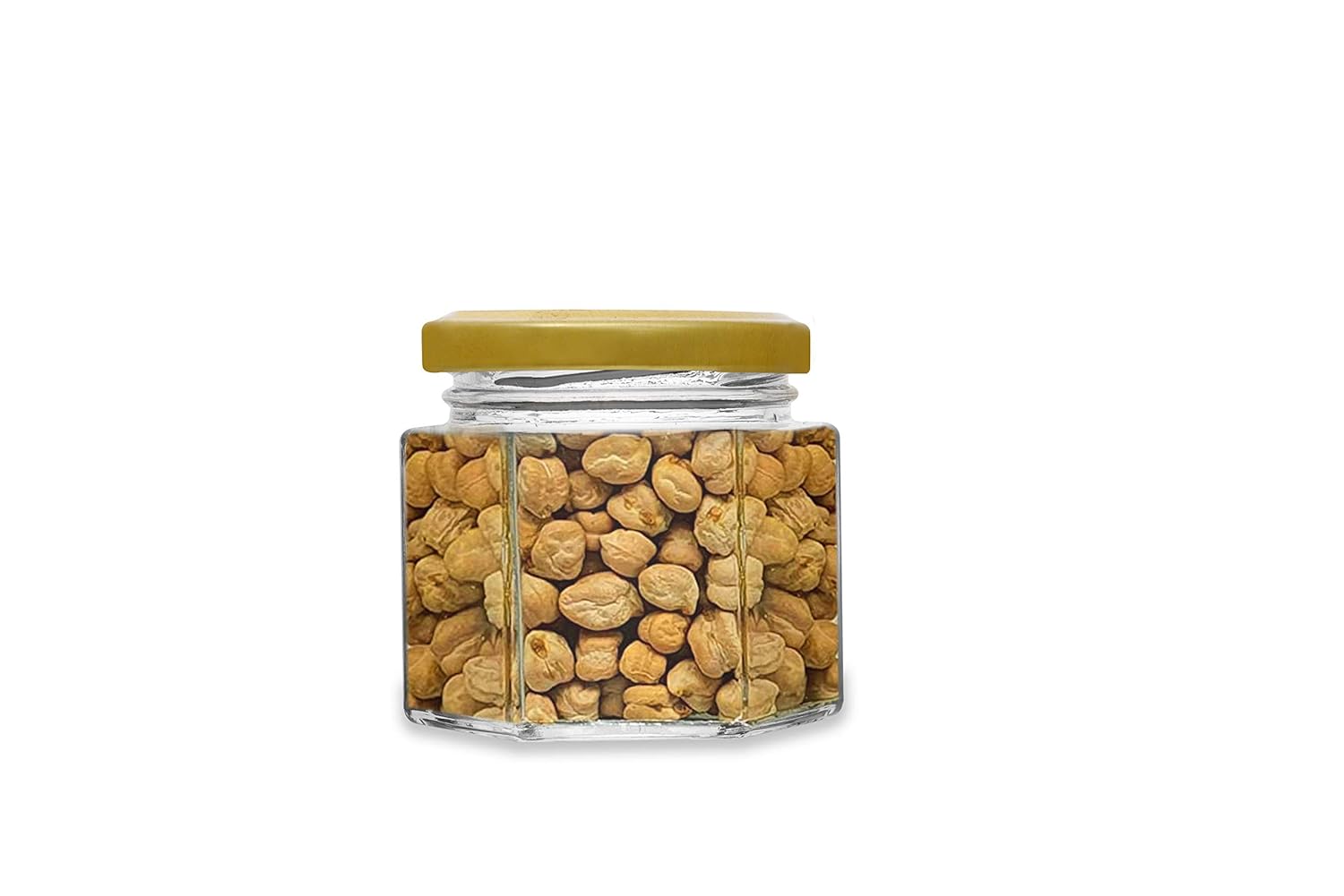 Croco Jar Hexagon Glass Jar - 12 Piece Set For Dry Fruits Storage, Food Storage , Transparent Glass & Plastic/screw Type Round Shape