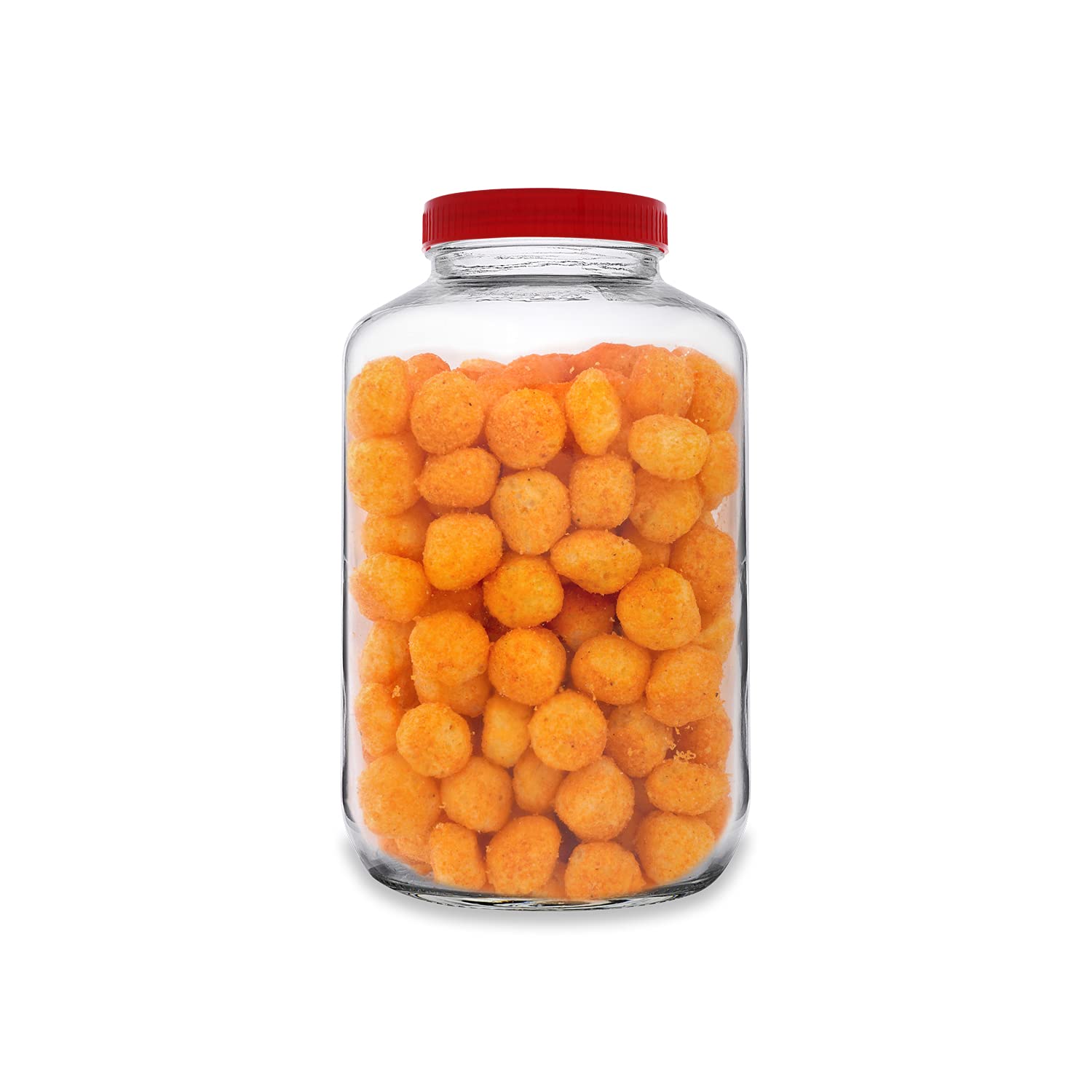 Croco Jar Glass Red Storage Container - 12 Piece Set, Round Shape, Transparent Glass Material, Screw Type Cap For Kitchen Storage