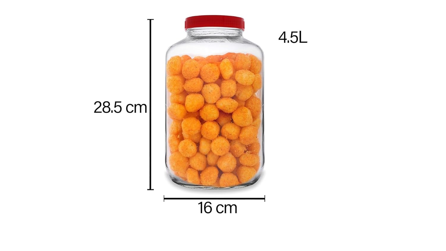 Croco Jar Glass Red Storage Container - 12 Piece Set, Round Shape, Transparent Glass Material, Screw Type Cap For Kitchen Storage