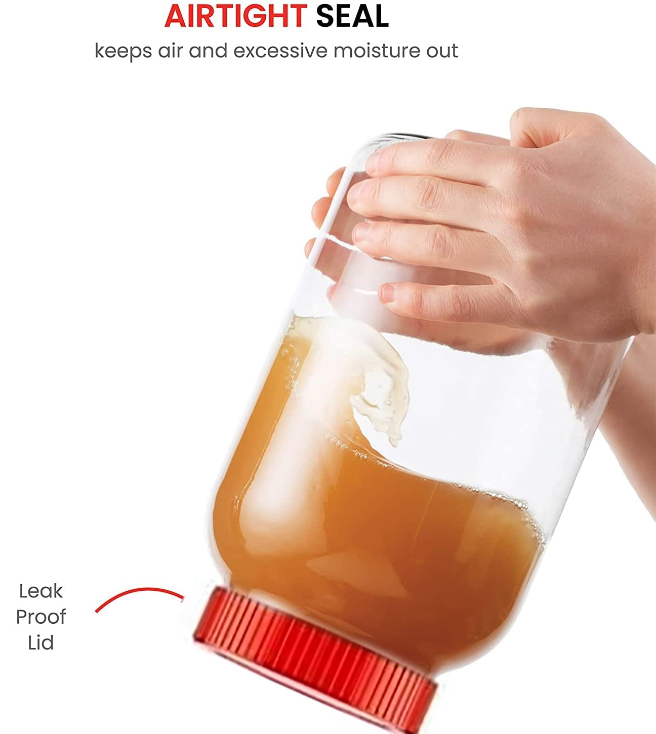 Croco Jar Glass Red Storage Container - 12 Piece Set, Round Shape, Transparent Glass Material, Screw Type Cap For Kitchen Storage