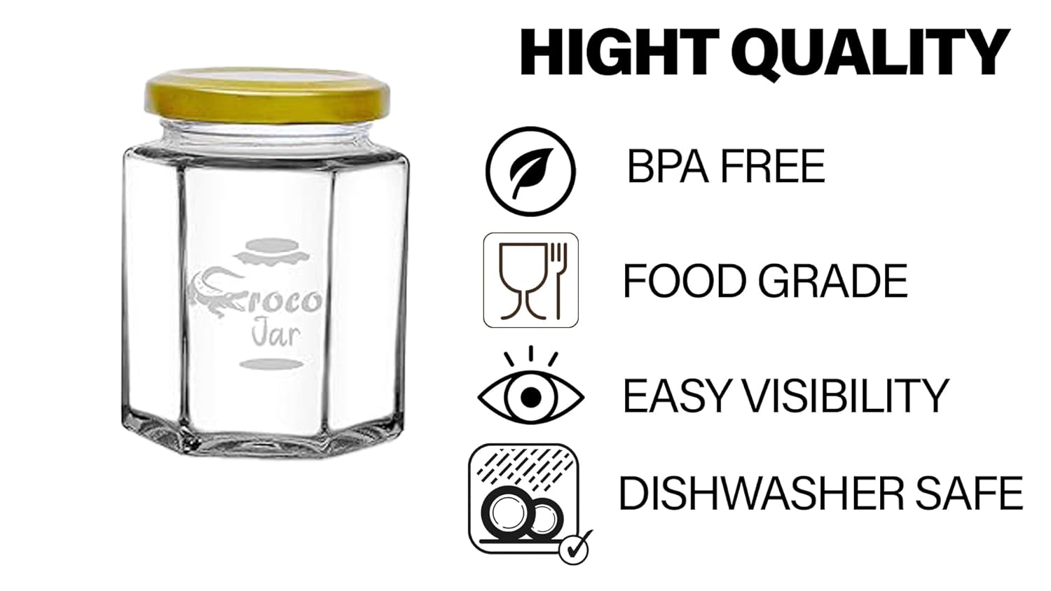 Croco Glass Storage Jar Set - 12 Piece, Transparent Material With Screw Top For Dry Fruit And Food Storage