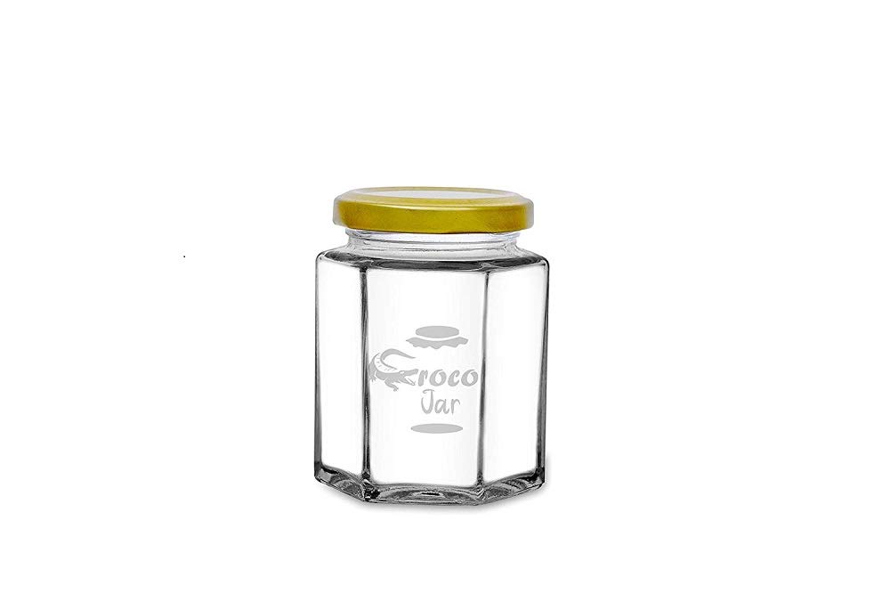Croco Glass Storage Jar Set - 12 Piece, Transparent Material With Screw Top For Dry Fruit And Food Storage