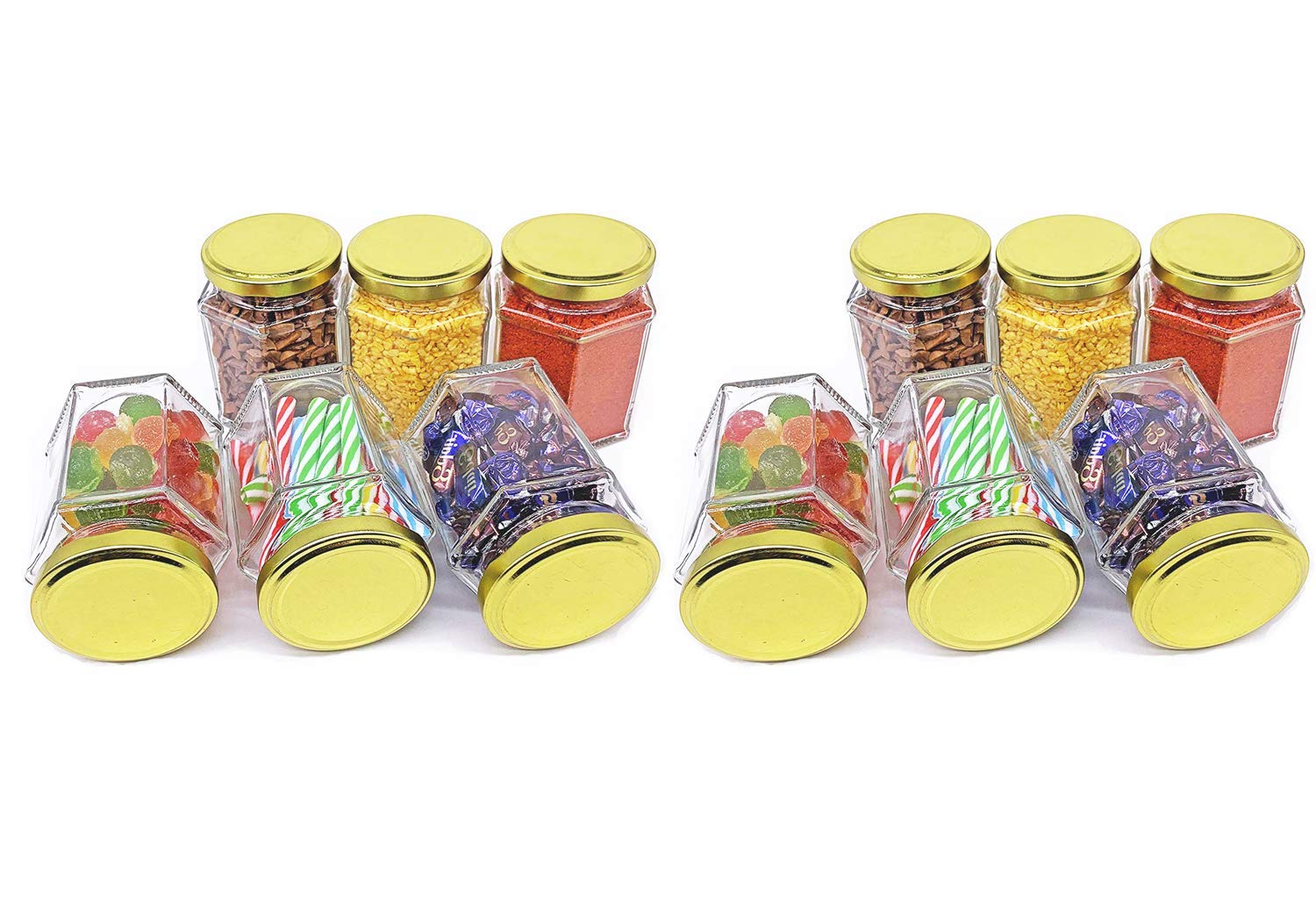 Croco Glass Storage Jar Set - 12 Piece, Transparent Material With Screw Top For Dry Fruit And Food Storage