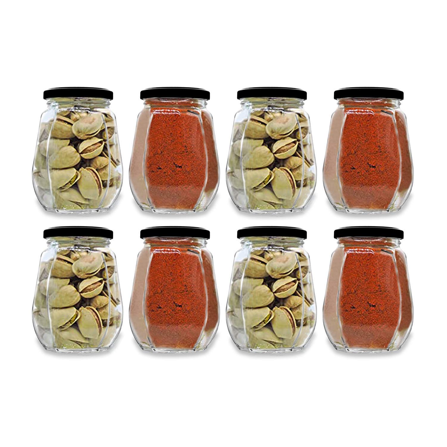 Croco Crown Shape Glass Jars With Airtight Snug Seal and Rustproof Metal Lid, Spice & Honey Glass Jars (500Ml)