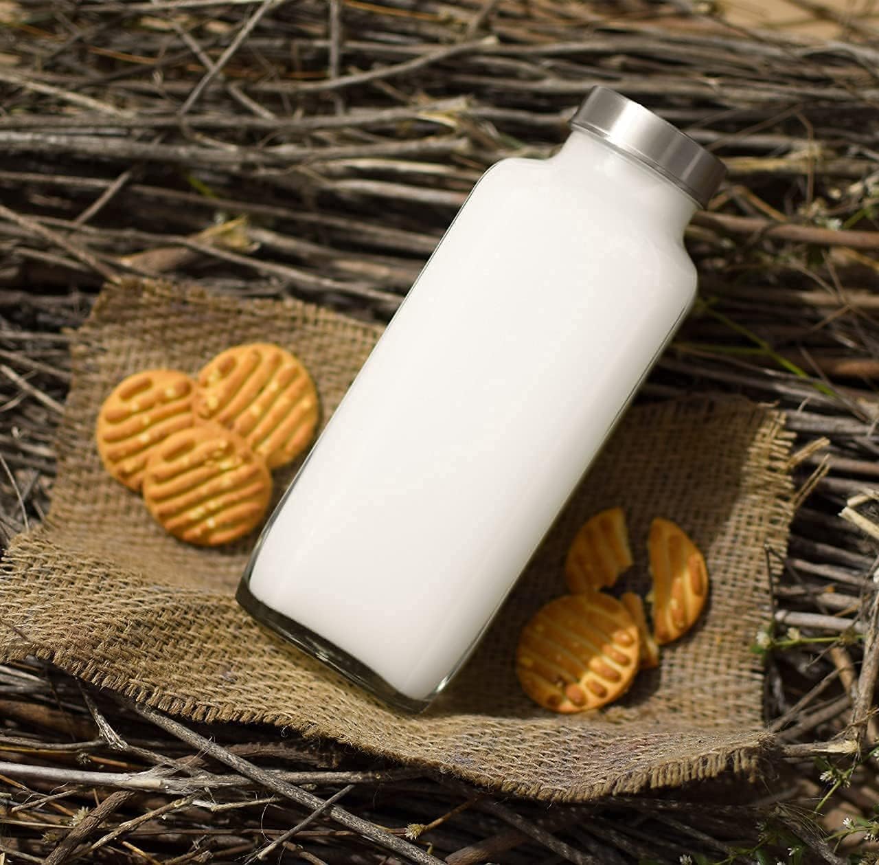 CROCO JAR Glass Water Bottle with Leak-Proof