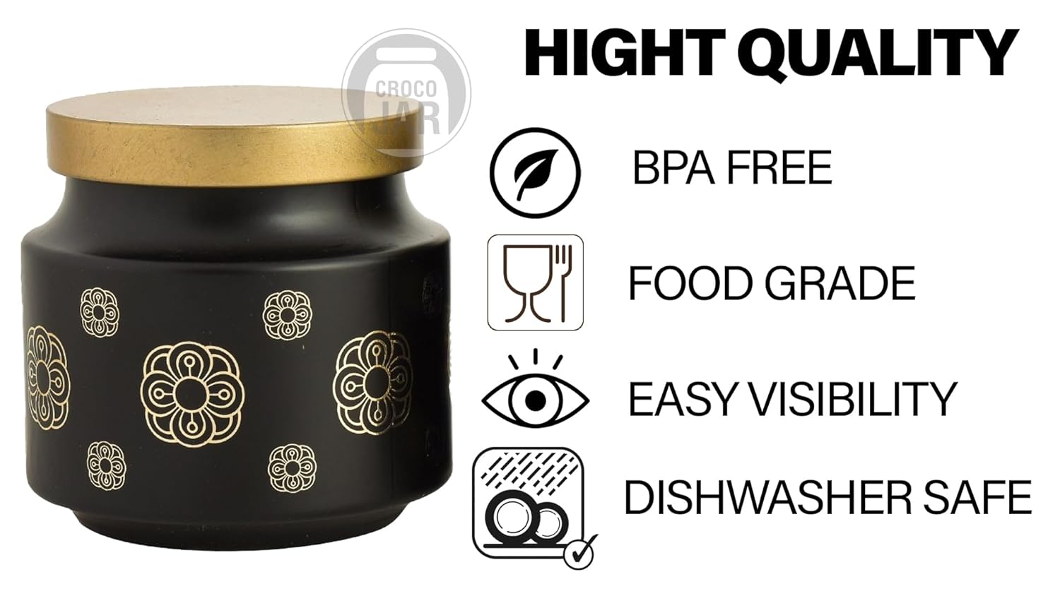 Croco Jar Printed Round Glass Jar Set - 12 Piece Dry Fruits Storage, Food & Juice Containers | Transparent Glass, Plastic & Steel Screw Caps