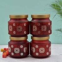 Croco Jar Printed Round Glass Storage Jars - Glass Material, 12 Piece Set, Transparent Color, Screw Type Cap | Ideal For Dry Fruits, Food Storage, Juice, Water