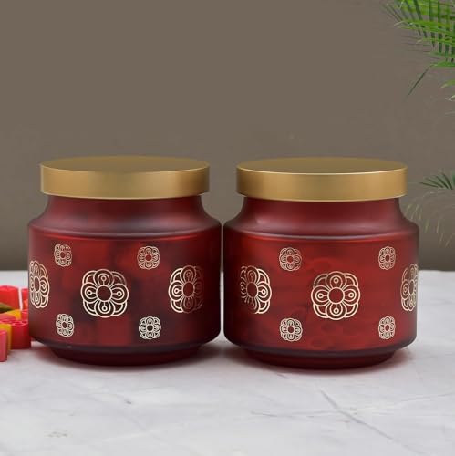 Croco Jar Printed Round Glass Storage Jars - Glass Material, 12 Piece Set, Transparent Color, Screw Type Cap | Ideal For Dry Fruits, Food Storage, Juice, Water