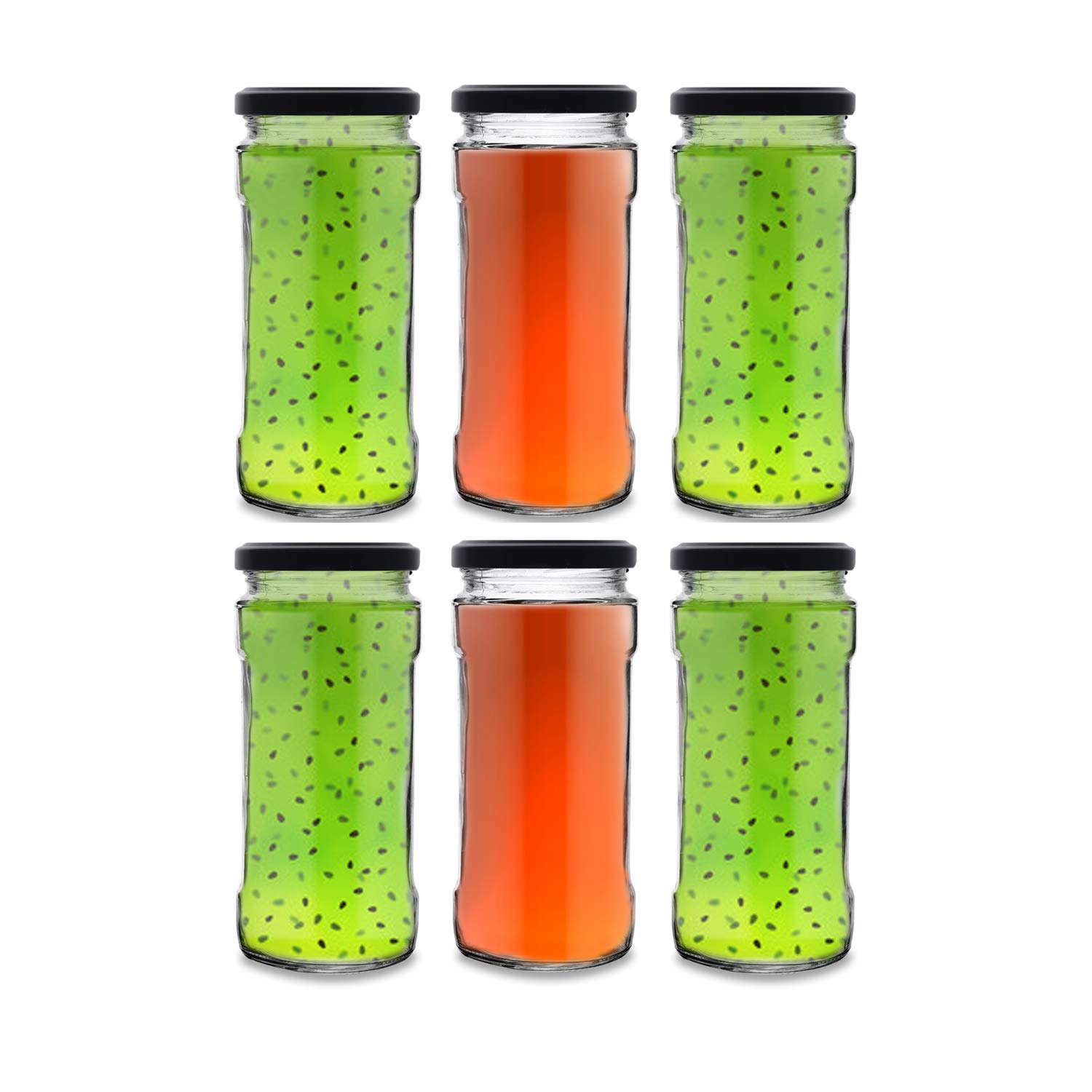 Croco Glass Crystal Clear L Lid Glass Jars - 12 Piece Set For Dry Fruits, Food Storage, Juice & Water | Transparent Glass, Screw Type, Round Design