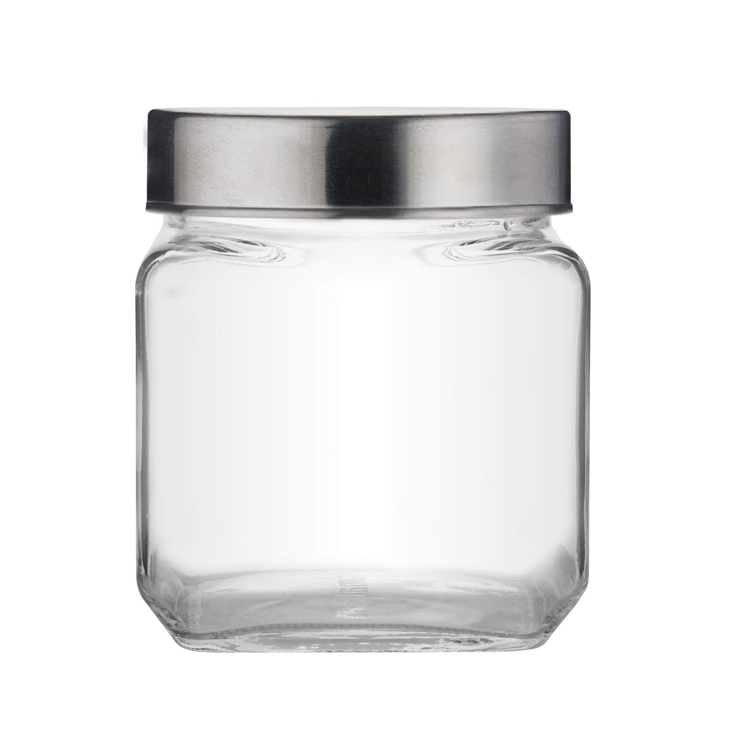 Croco Square Shape Storage Glass Jar - 12 Piece Set, Transparent Glass Material, Round Shape, Suitable For Dry Fruits & Food Storage, Juice, Water