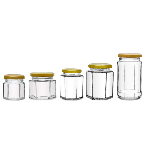 Croco Hexagon Glass Jar And Container - Color: Transparent