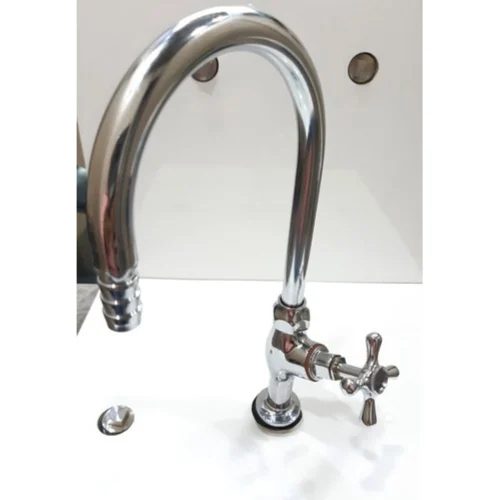 One Way Laboratory Faucets - Brass Material, Standard Size, Glossy Silver Finish | Durable Design For Laboratory Use
