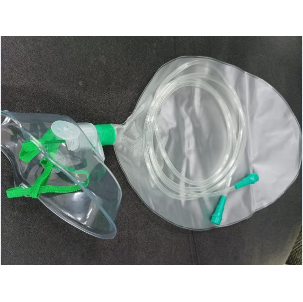 High Concentration Oxygen Mask With Tubing - Plastic, Single Use | Comfortable Facial Fit, Adjustable Elastic Strap, Partial Rebreather Option