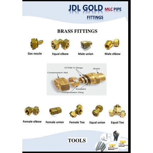 Jdl Gold Mlc Gas Pipe Fitting - Color: Golden