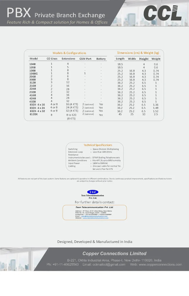 CCL 105B Epabx System