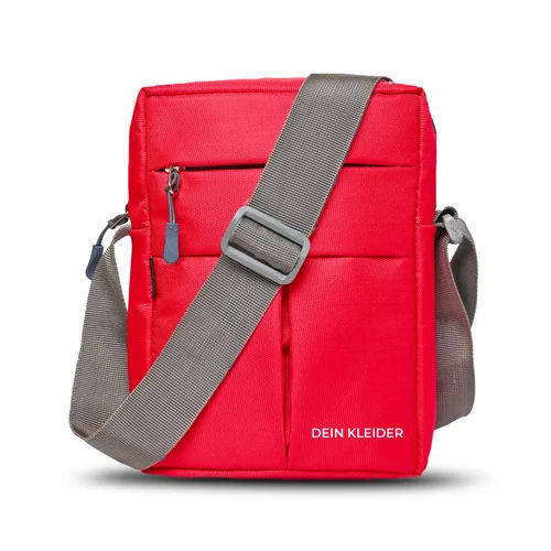 Nylon Sling Cross Body Travel Bag - Color: Red