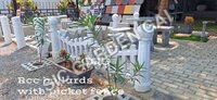 Rcc Picket Fence - Reinforced Cement Concrete, Standard Dimensions, White Color, Polished Smooth Finish | Outdoor Garden Decoration, Rectangular Sections With Curved Edges